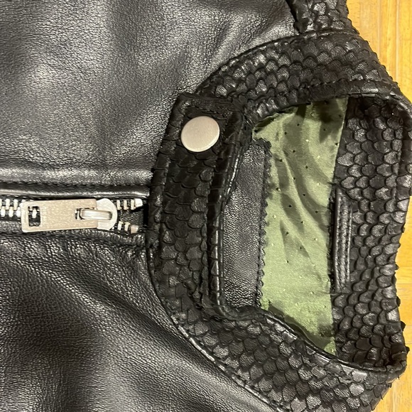 Diesel RAMBO black band collar leather Jacket- men, size: large - Picture 15 of 15